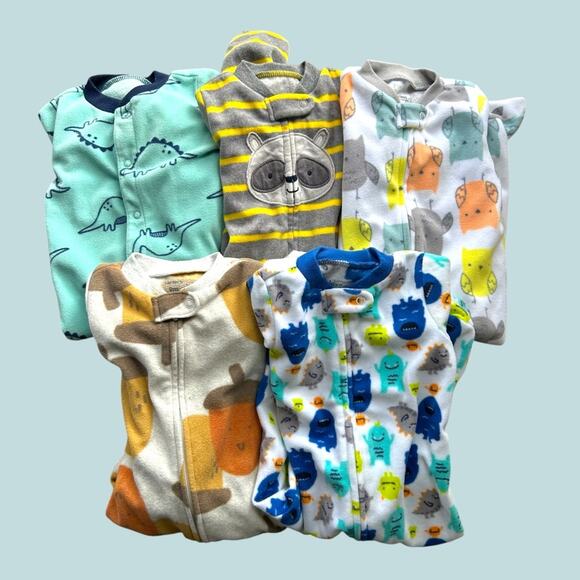 Carter’s Fleece Footed Sleepers Bundle Zip Up Snaps
